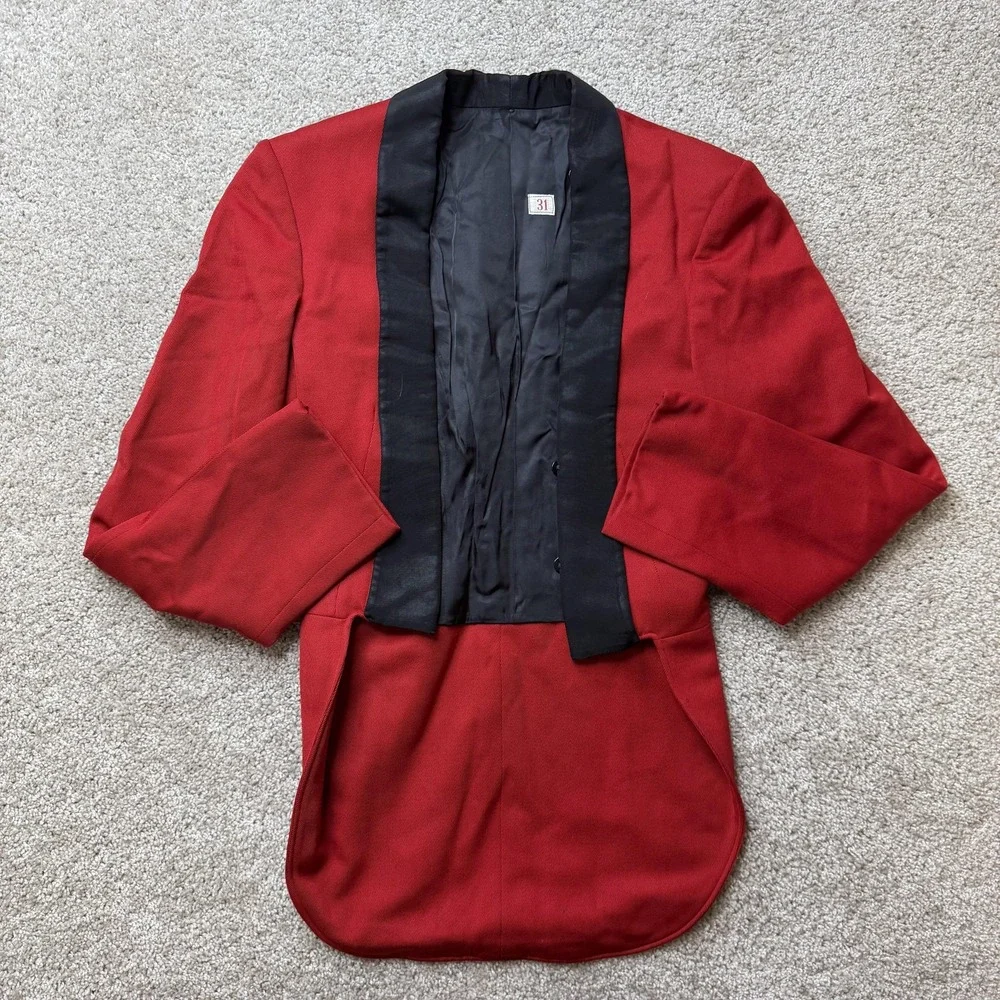 Vintage DeMoulin Bros Co Jacket Mens 31 Red Black Shawl Collar Uniform Tailcoat